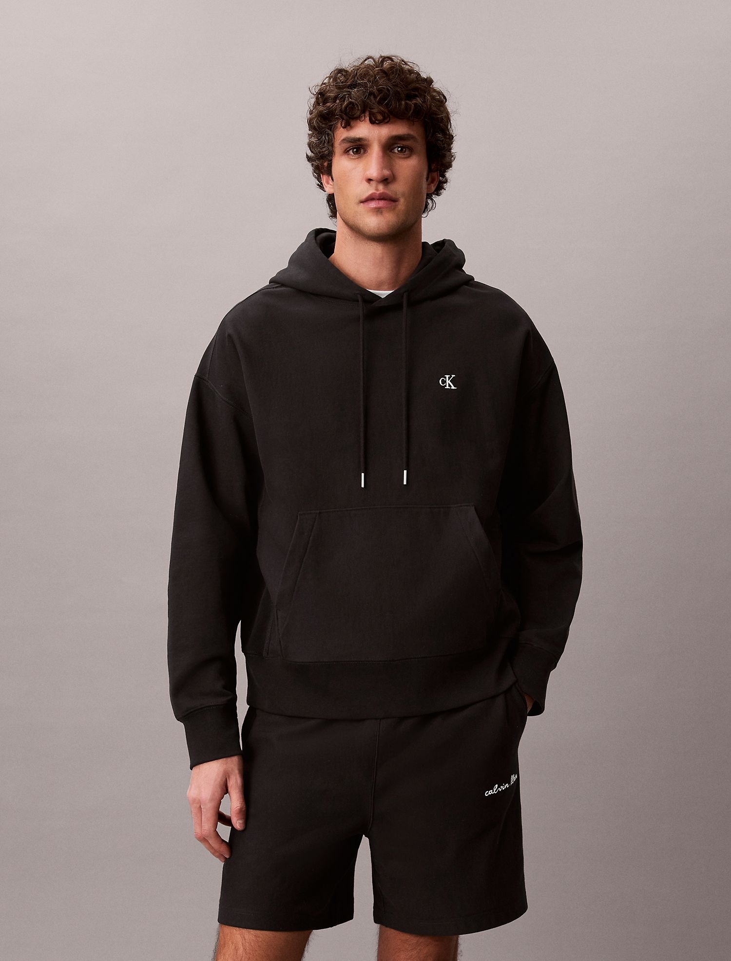 Худи Calvin Klein Premium Terry Relaxed Monogram Fleece Hoodie Black