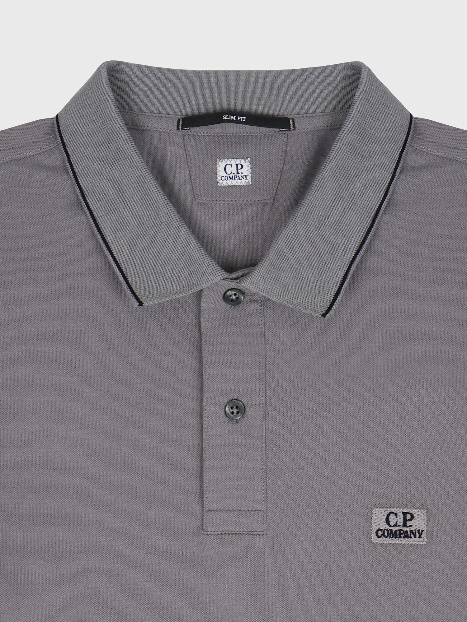 Поло с длинным рукавом C.P. Company Stretch Piquet Slim Line Grey