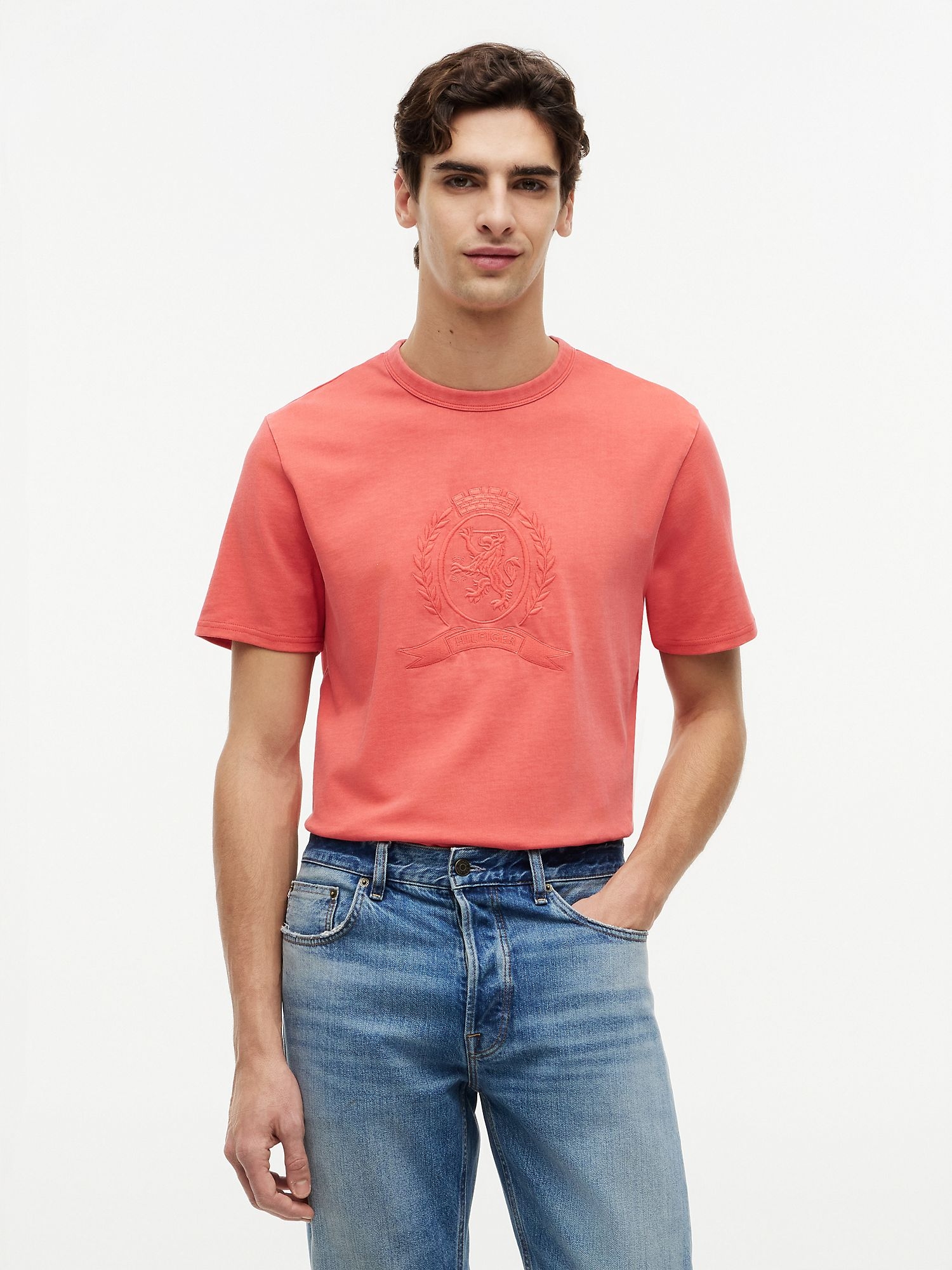Футболка Tommy Hilfiger Laurel Leaf Logo Garment-Dyed Coral