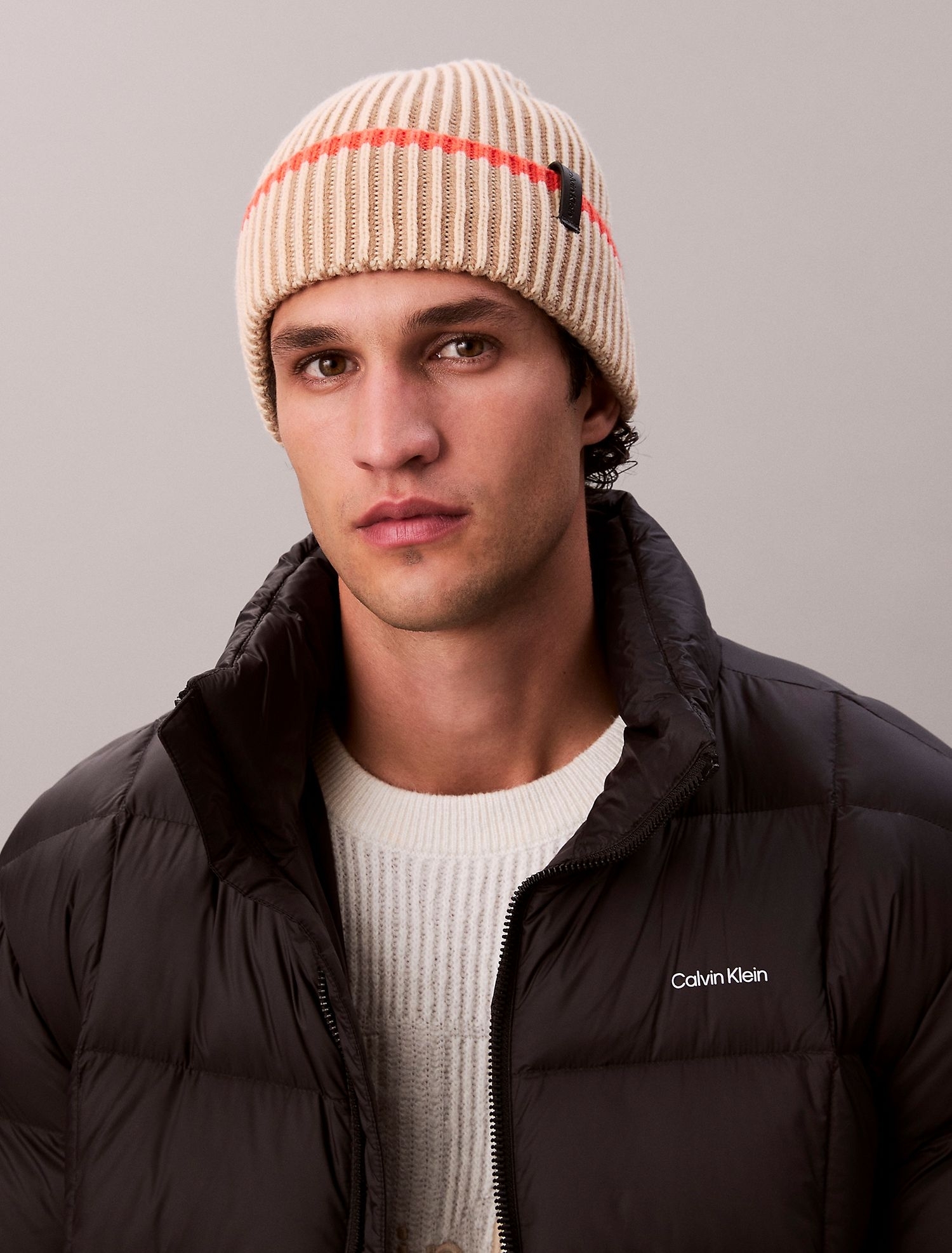 Шапка Calvin Klein Tipped Ribbed Beanie Tan