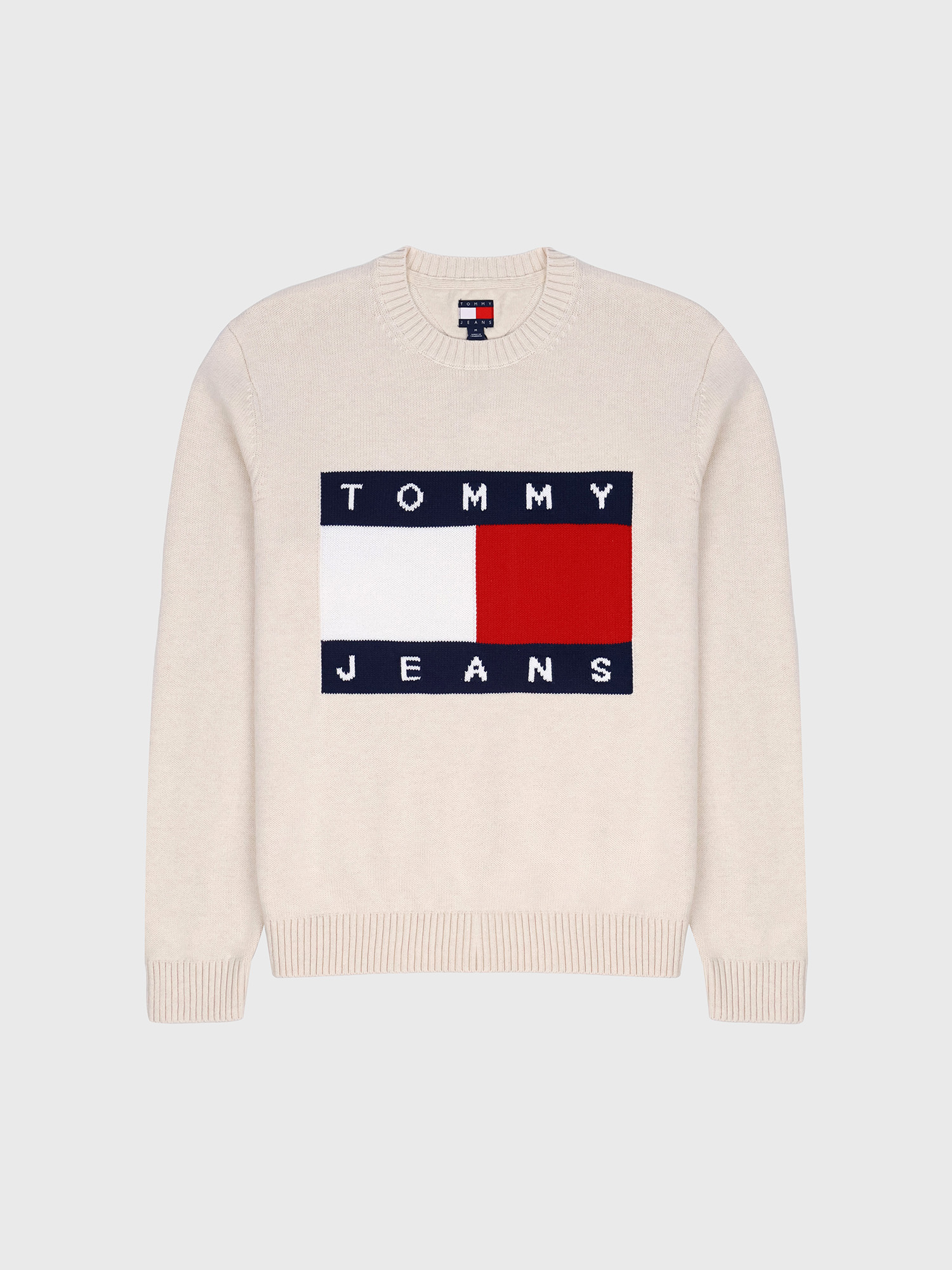 Свитер Tommy Jeans Intarsia Flag Logo Ancient White Heather