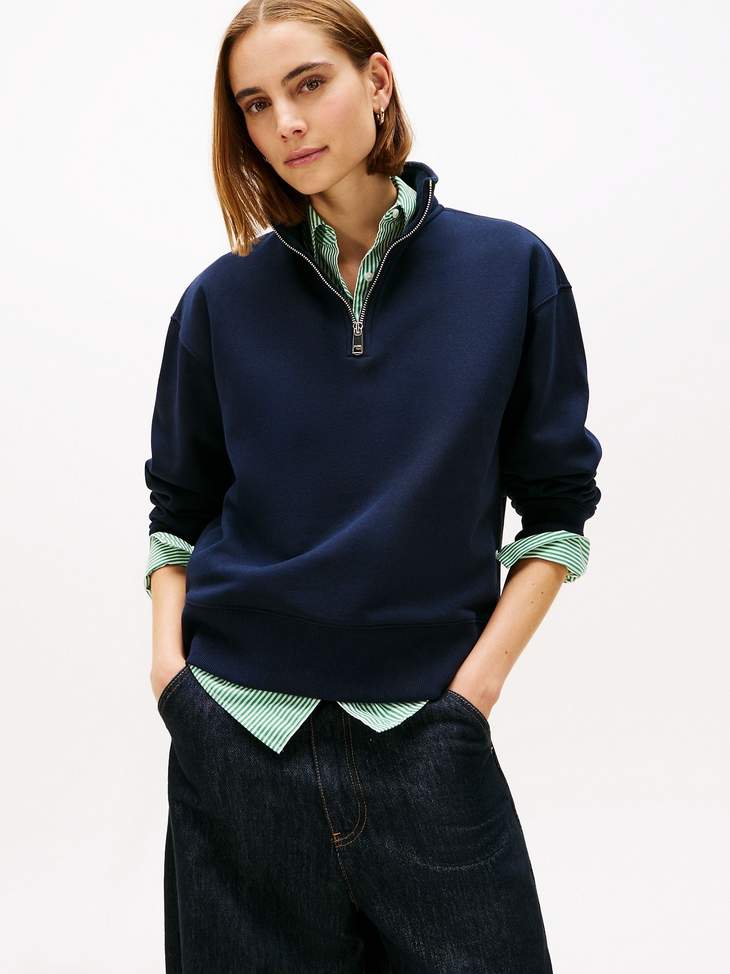 Свитшот на молнии Tommy Hilfiger Fleece Quarter-Zip Sweatshirt Navy
