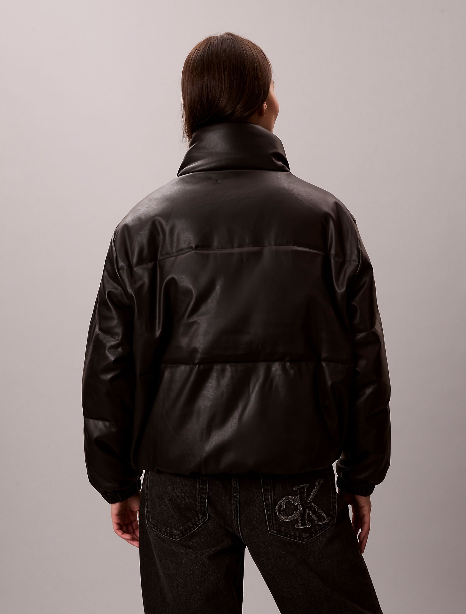 Утепленная куртка Calvin Klein Faux Leather Puffer Black