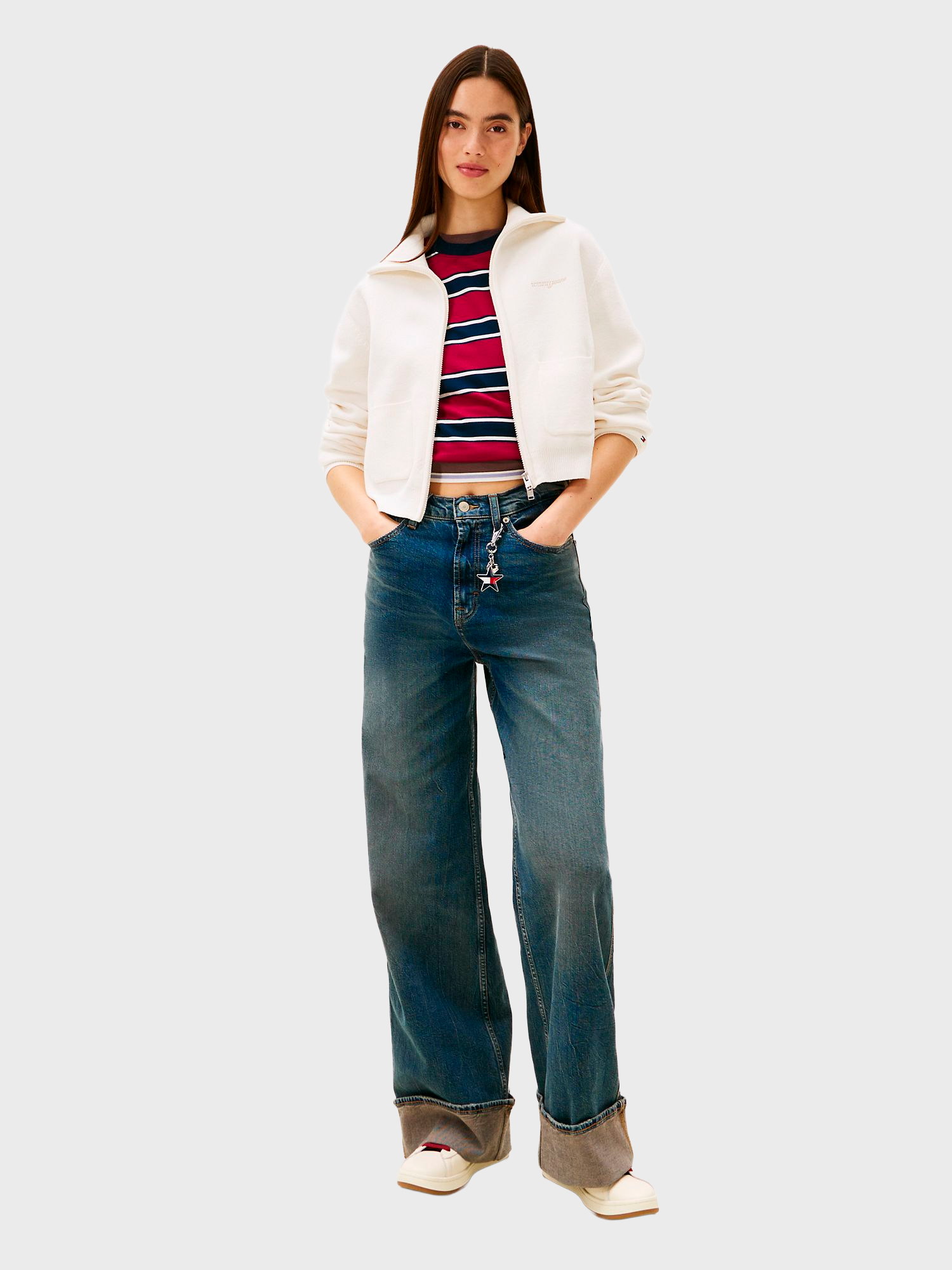 Кардиган Tommy Jeans Chenille Zip Ancient White