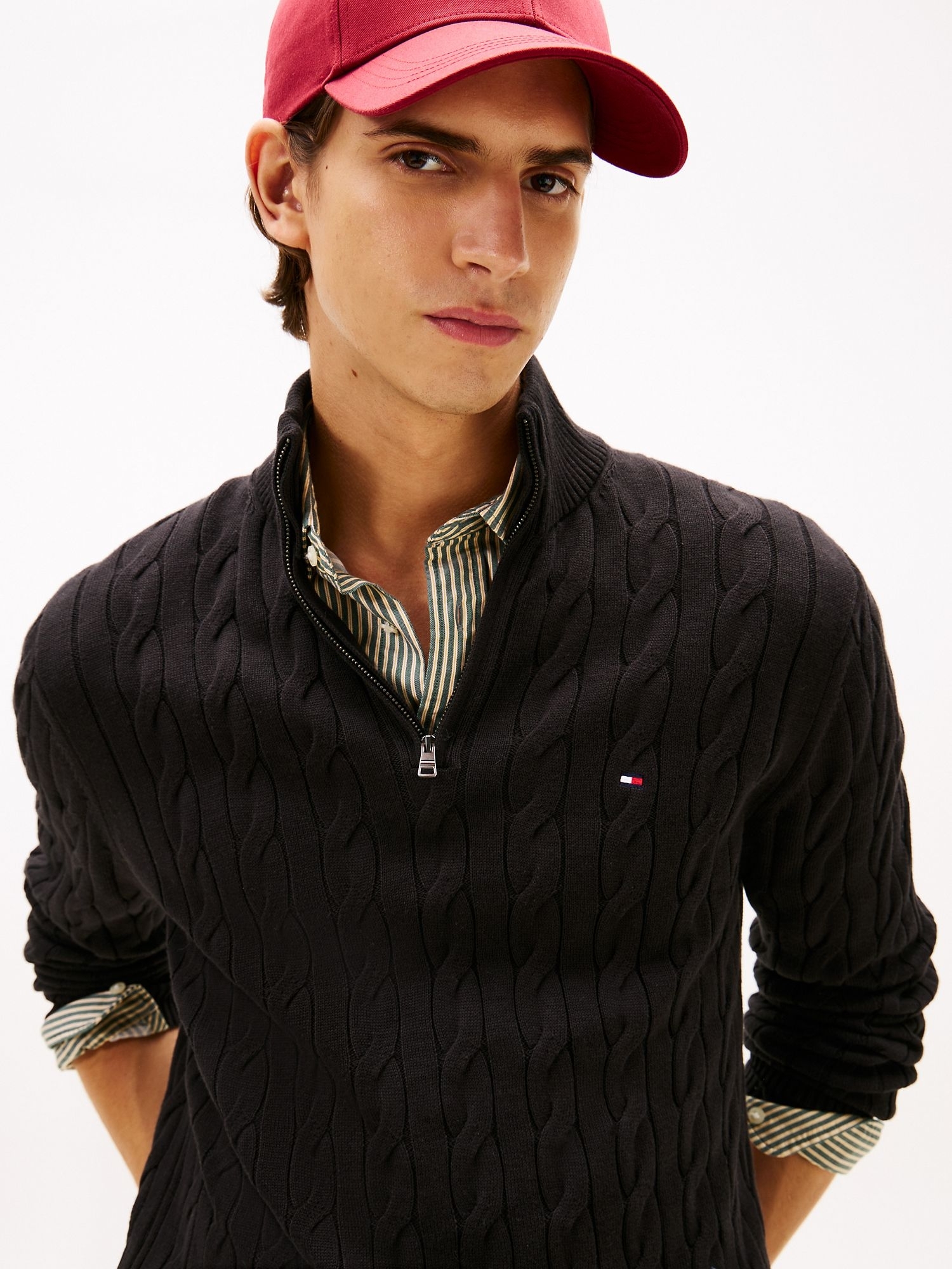 Свитер на молнии Tommy Hilfiger Cable Knit Quarter-Zip Black