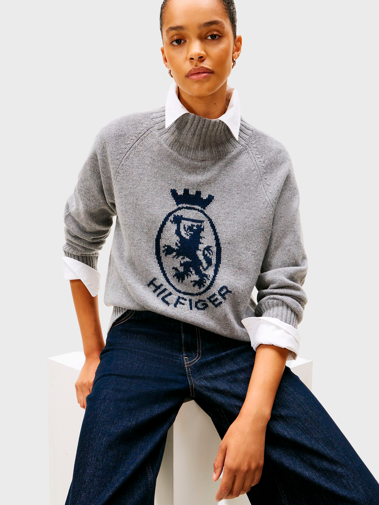 Свитер Tommy Hilfiger Intarsia Crest Logo Wool-Blend Mid Grey Heather