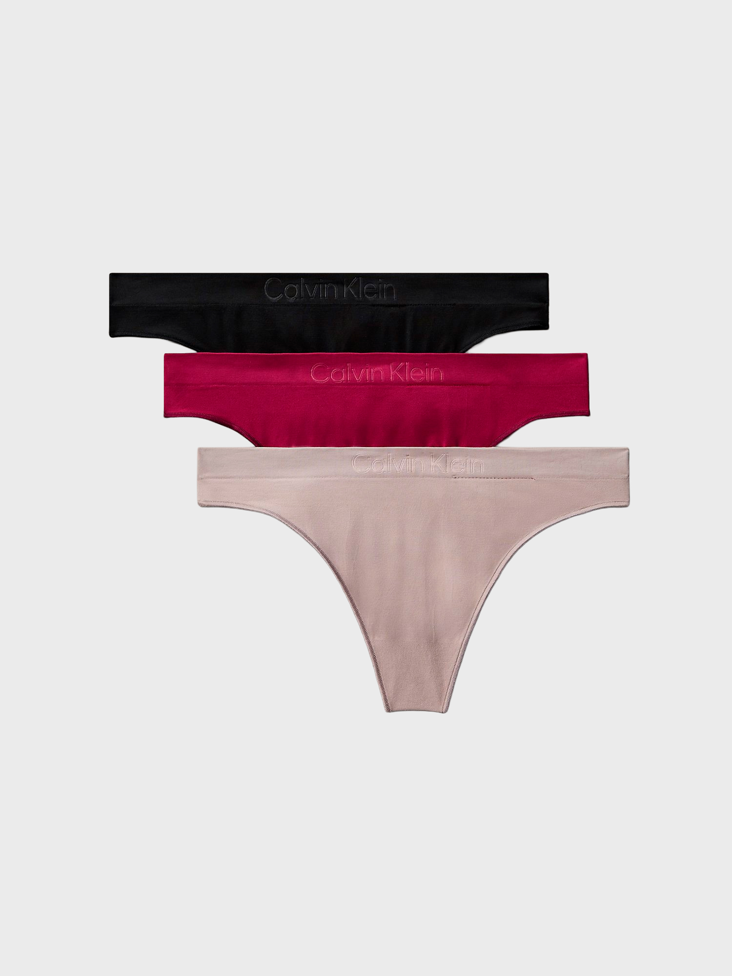 Женские трусы-стринги Calvin Klein Bonded Flex 3-Pack Mid Rise Thong Black / Mink / Beet Red