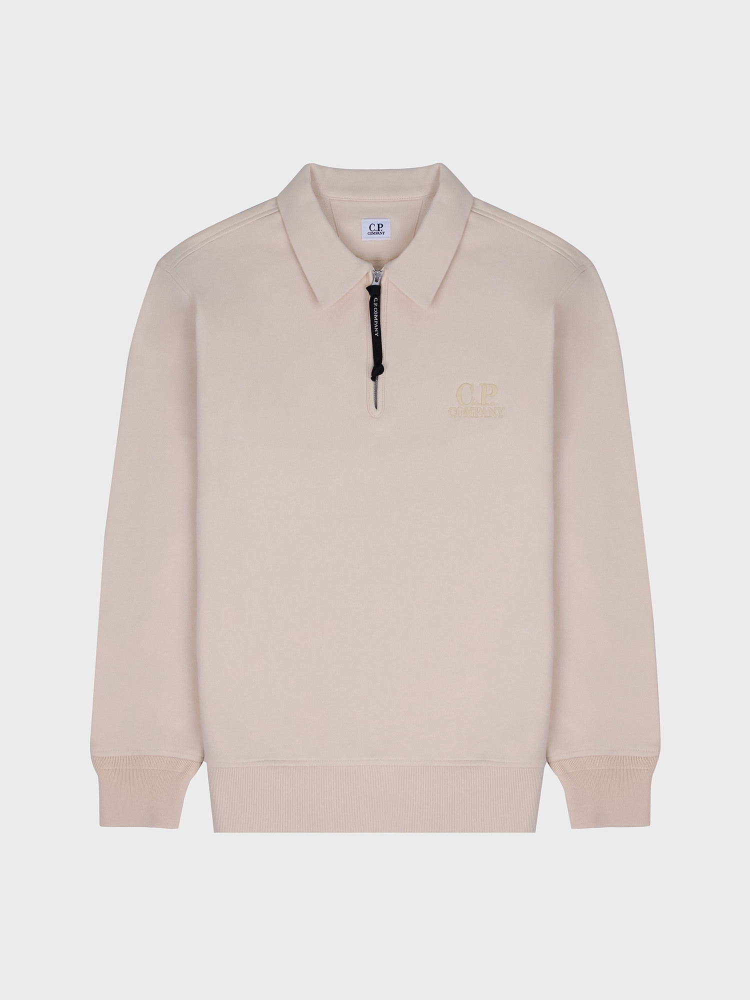 Свитшот на молнии C.P. Company Logo Diagonal Raised Fleece Half Zip Pistachio Shell - Beige