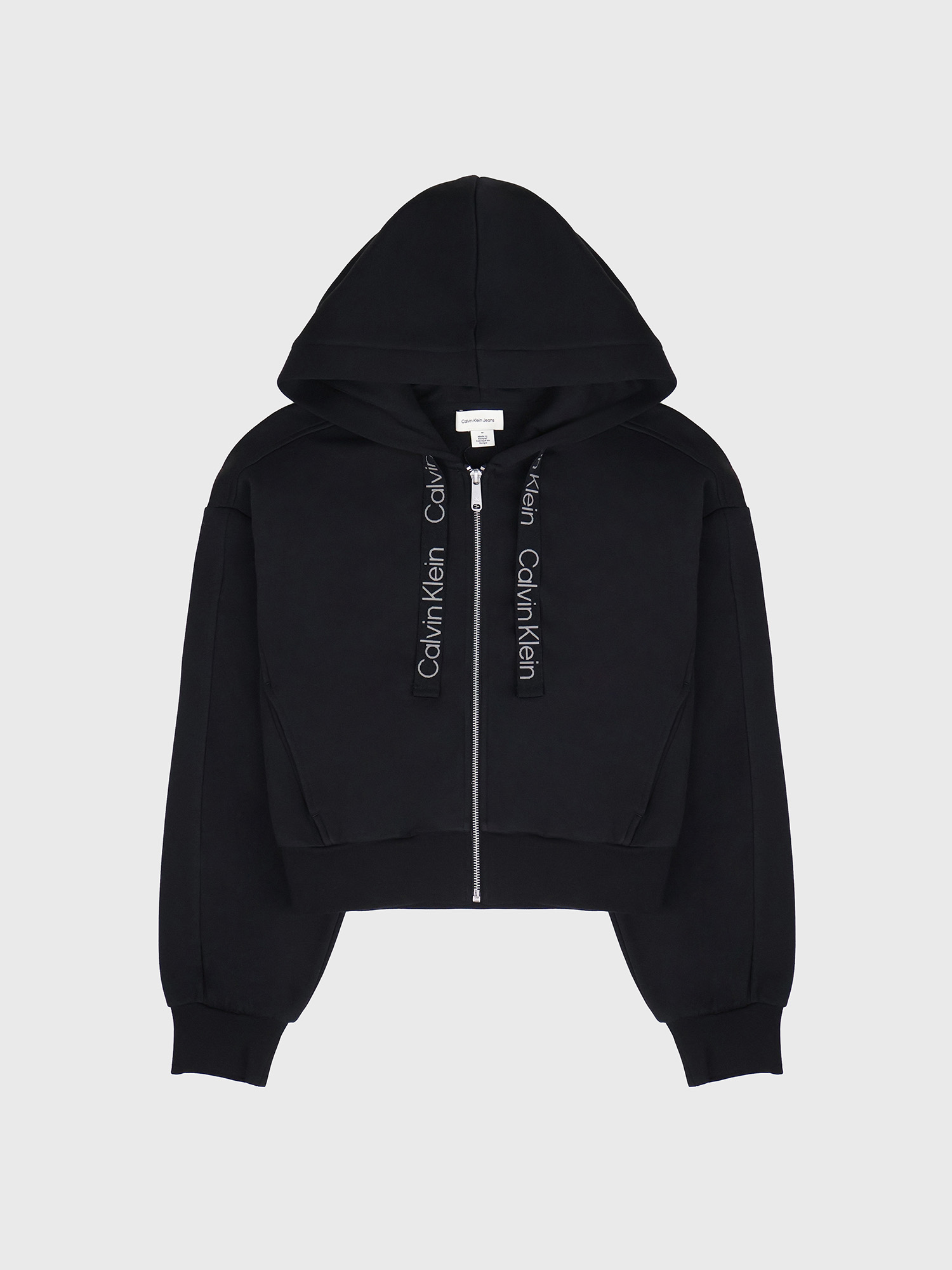 Худи на молнии Calvin Klein Logo Tape Fleece Zip Relaxed Hoodie Black