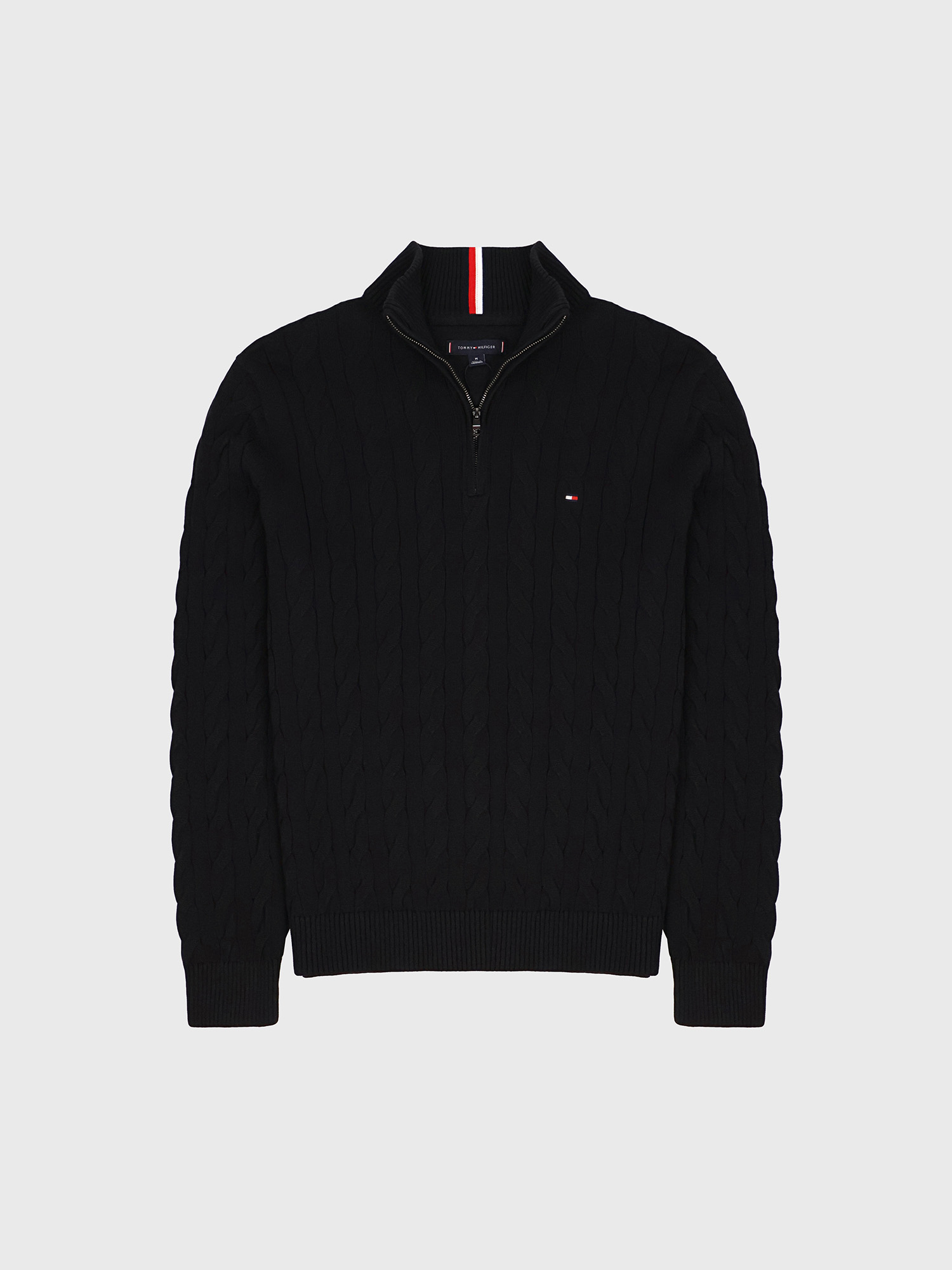 Свитер на молнии Tommy Hilfiger Cable Knit Quarter-Zip Black