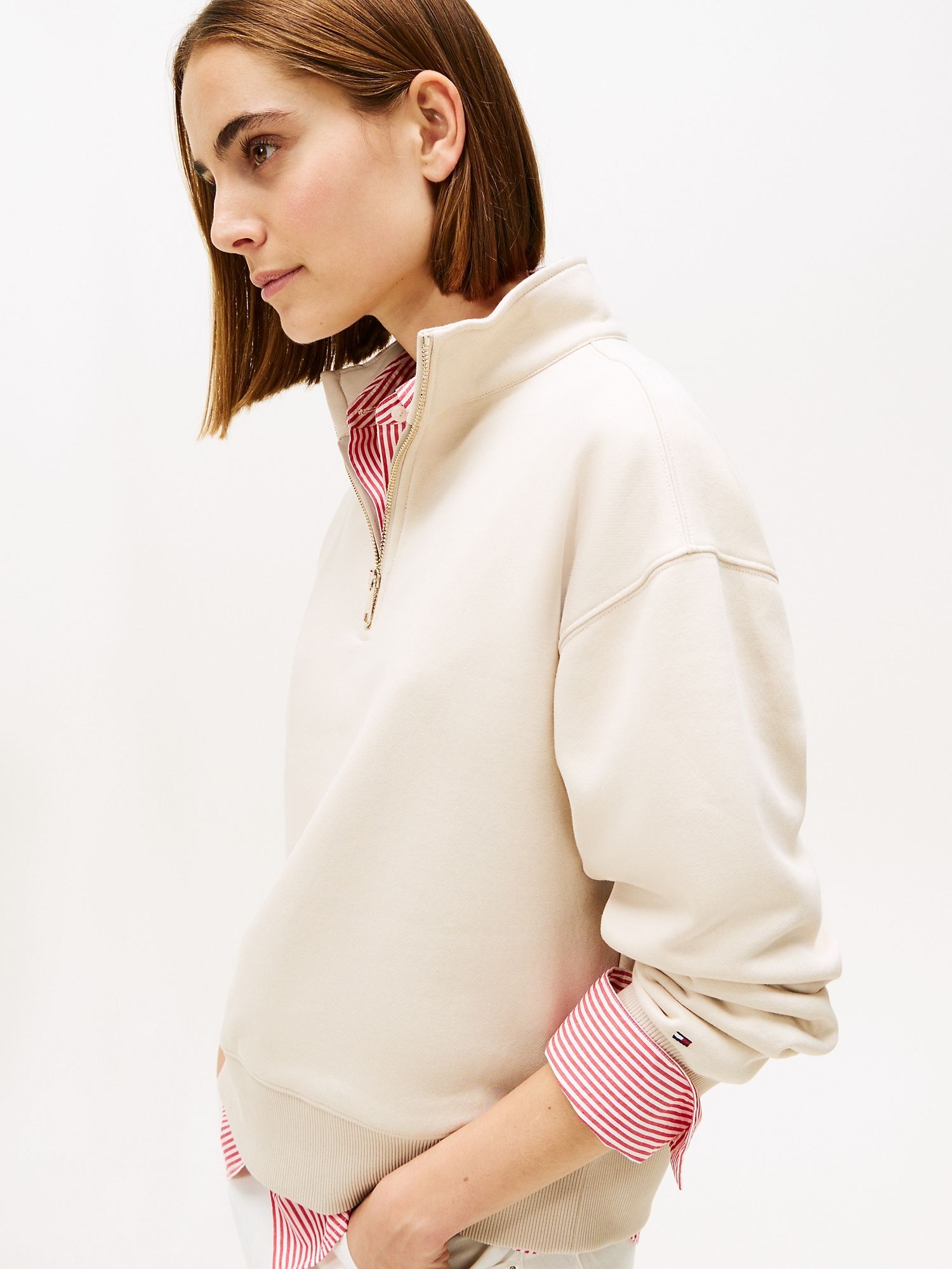 Свитшот на молнии Tommy Hilfiger Fleece Quarter-Zip Sweatshirt Classic Beige