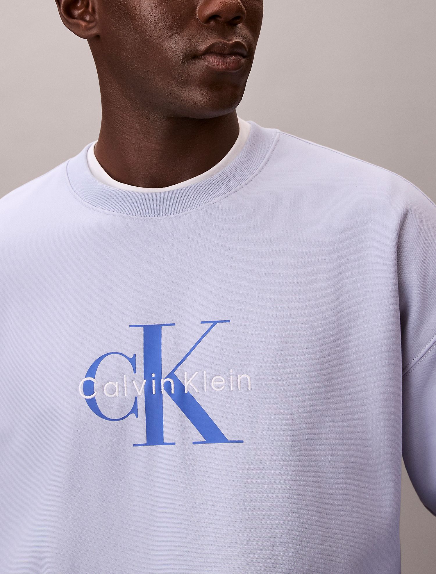 Свитшот Calvin Klein Premium Terry Monogram Logo Relaxed Casual Blue