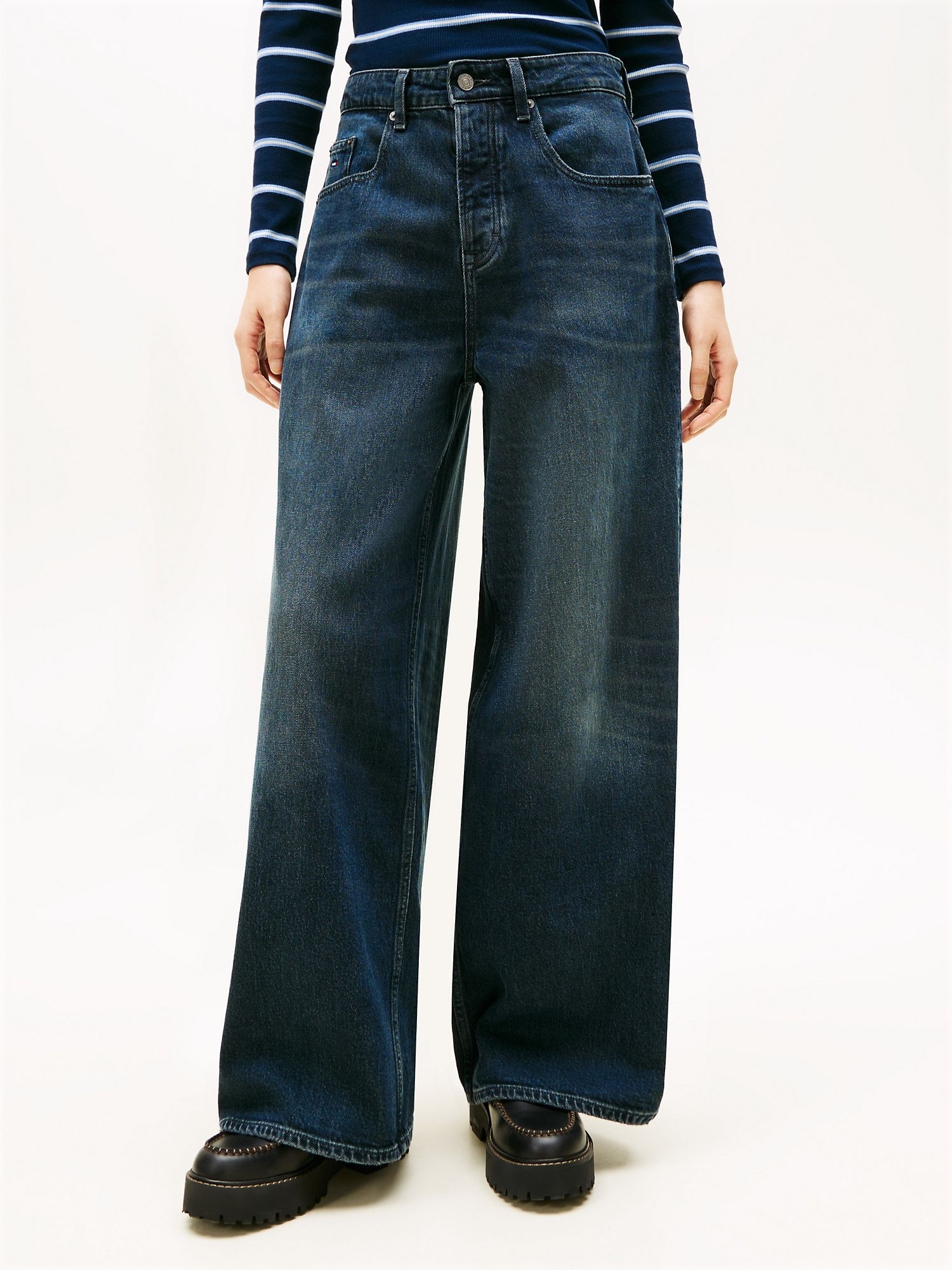 Джинсы Tommy Jeans Mid-Rise Loose Wide Leg Jean Denim Blue Black