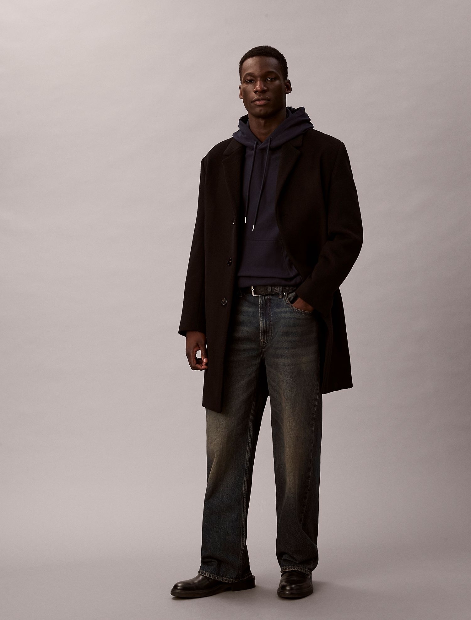 Худи Calvin Klein Premium Terry Relaxed Monogram Fleece Hoodie Dark Sapphire