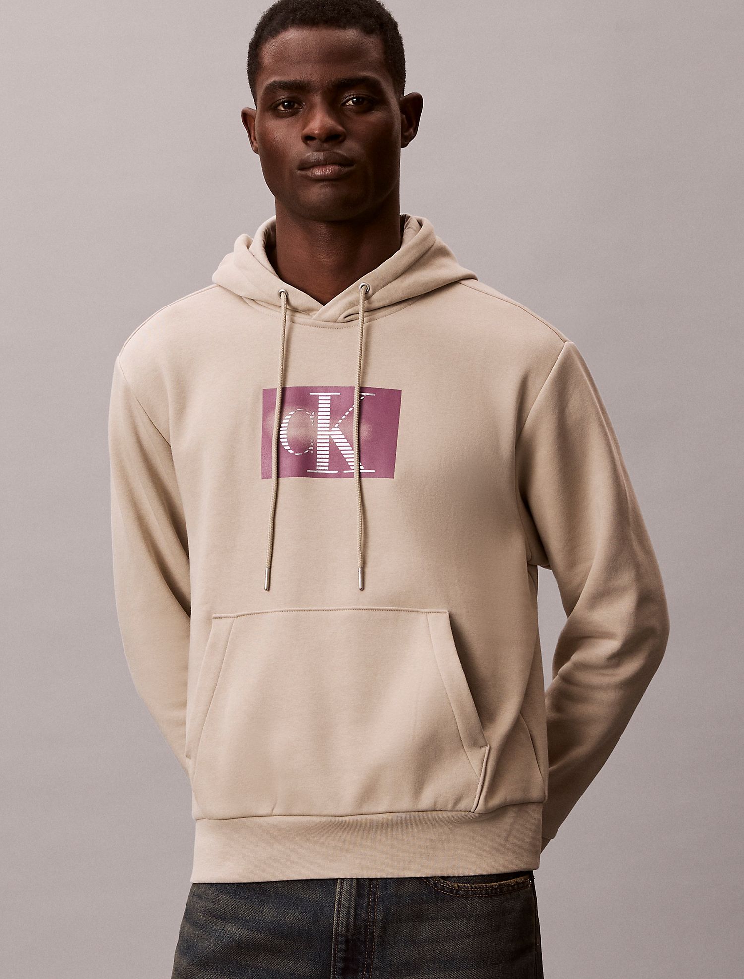 Худи Calvin Klein Fleece Metallic Monogram Graphic Ancient Marble