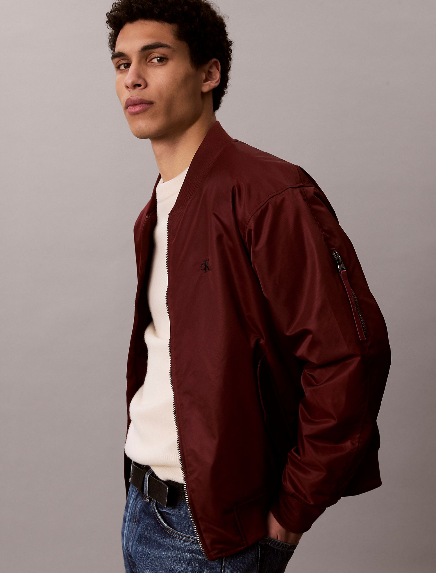 Бомбер Calvin Klein Nylon Logo Burgundy