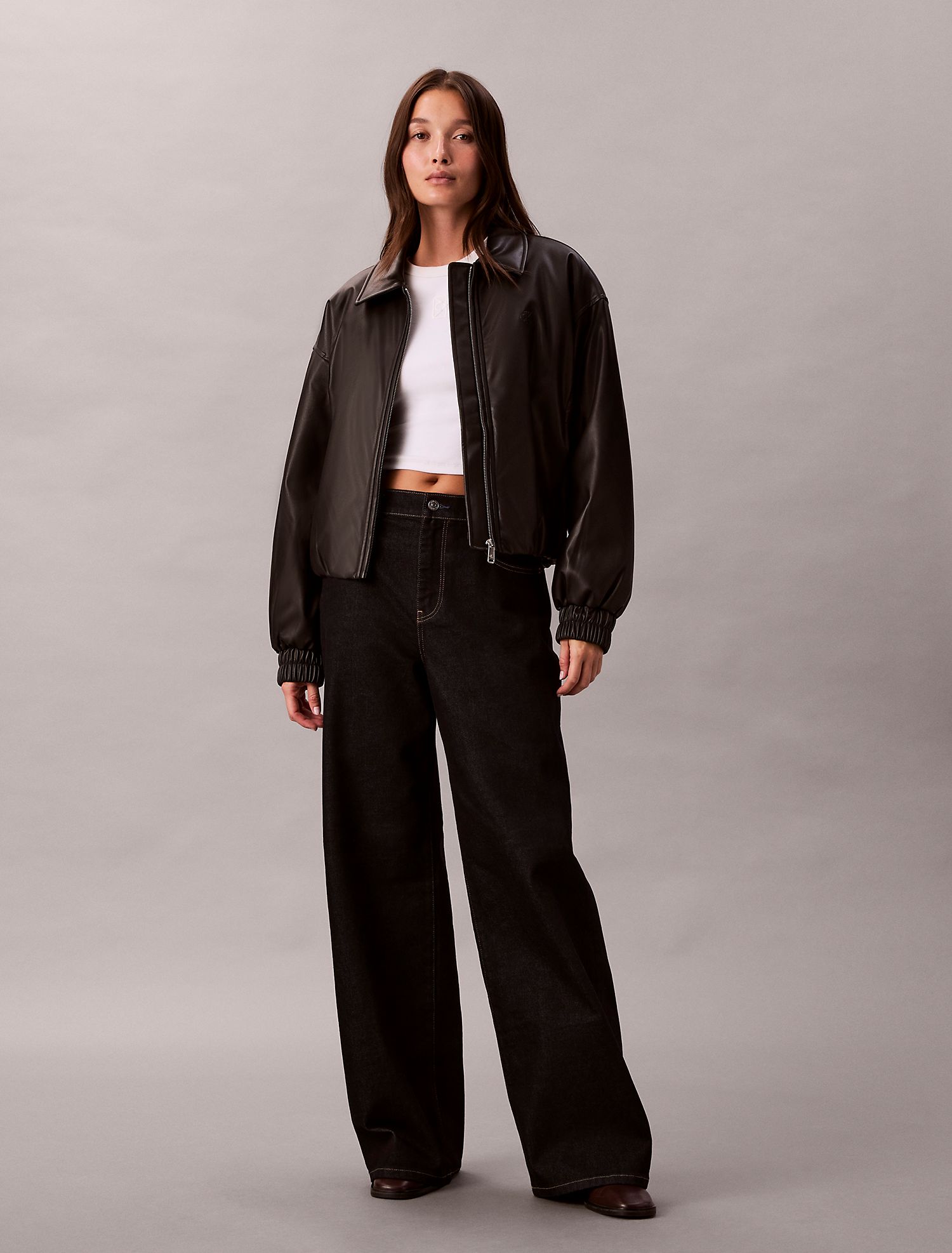 Бомбер Calvin Klein Faux Leather Insulated Black