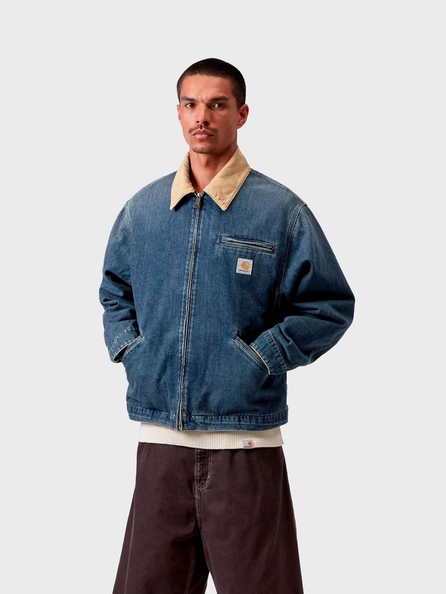 Куртка Carhartt WIP OG Detroit Jacket Blue / Dusty H Brown, Dark used wash