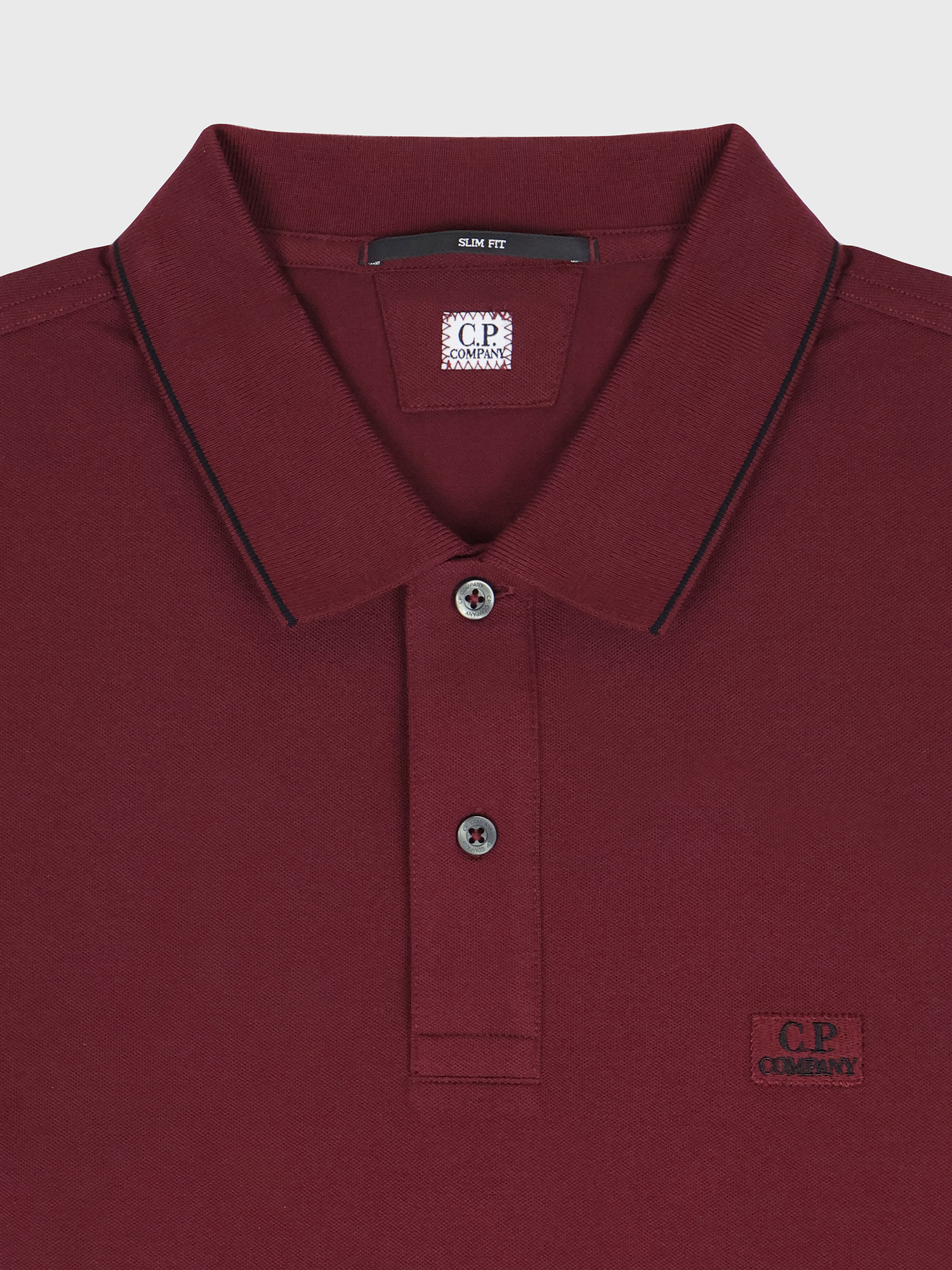 Поло с длинным рукавом C.P. Company Stretch Piquet Line Slim Wine