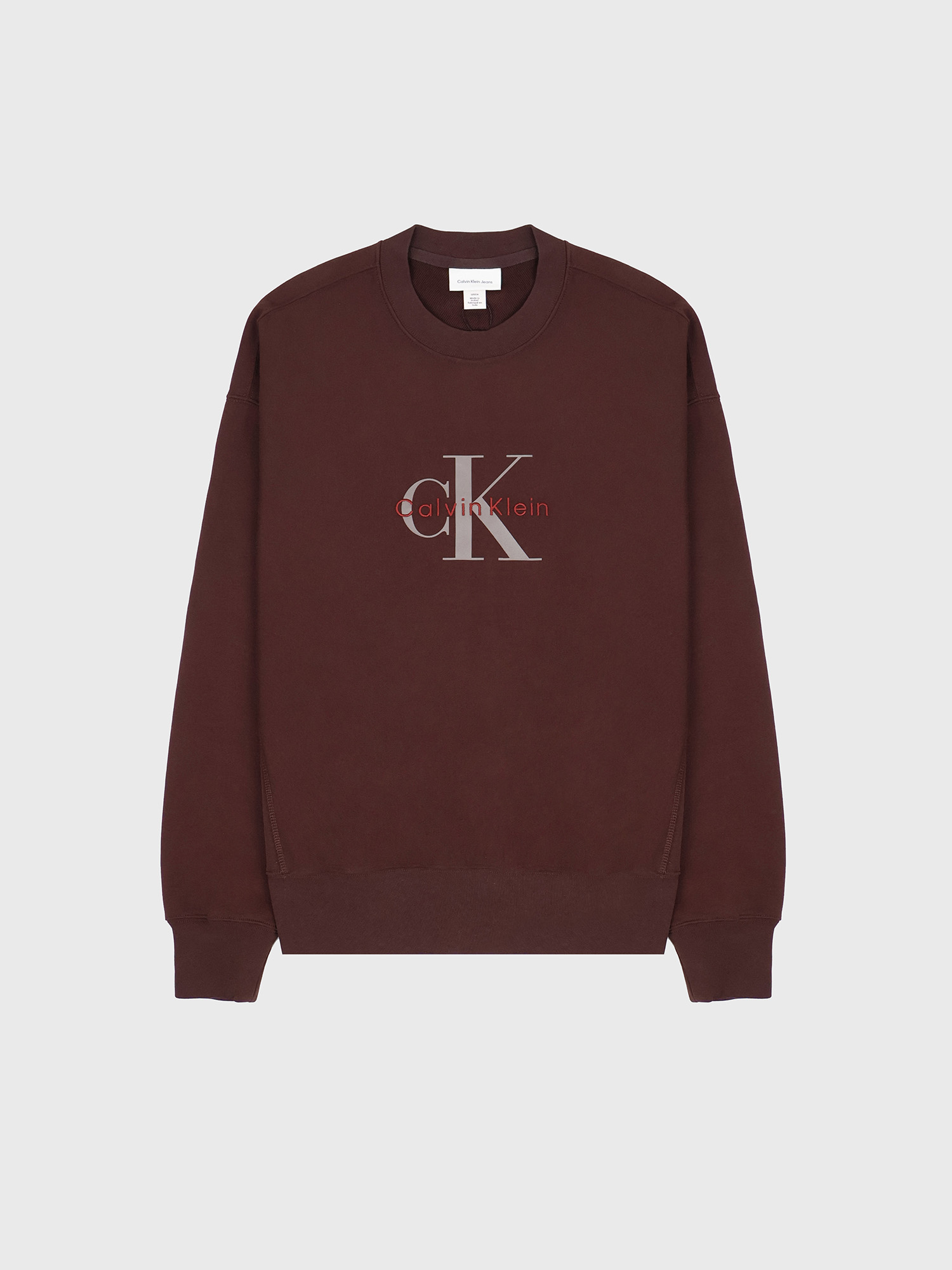 Свитшот Calvin Klein Premium Terry Monogram Logo Relaxed Rich Brown