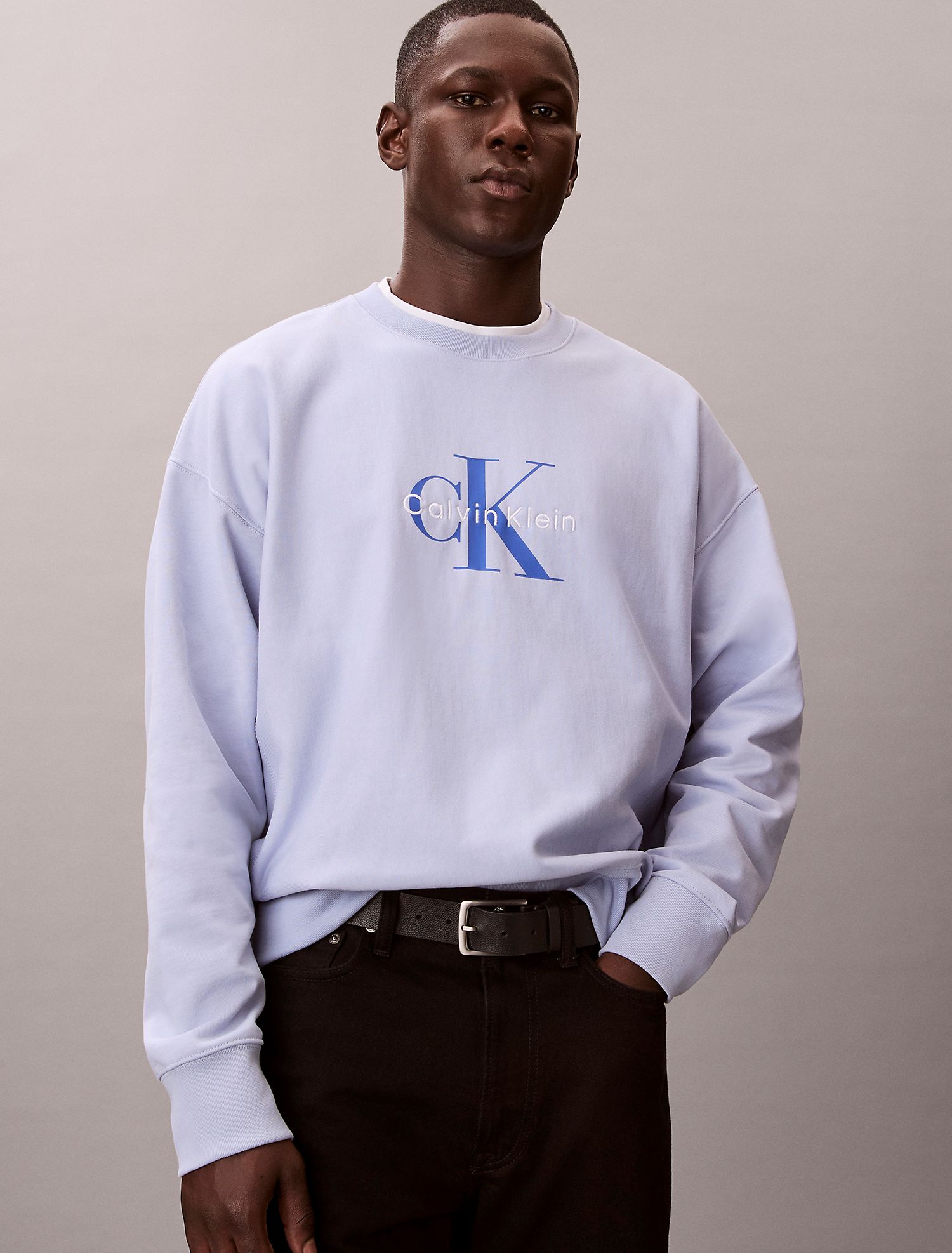 Свитшот Calvin Klein Premium Terry Monogram Logo Relaxed Casual Blue