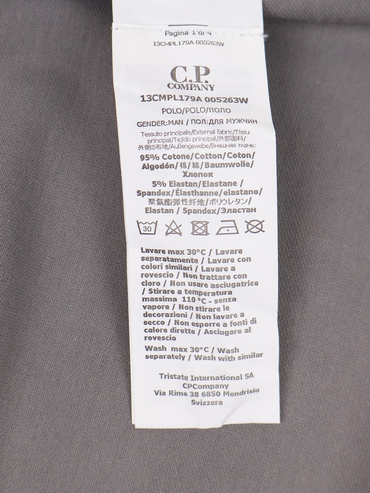 Поло C.P. Company Stretch Piquet Line Silver Gray