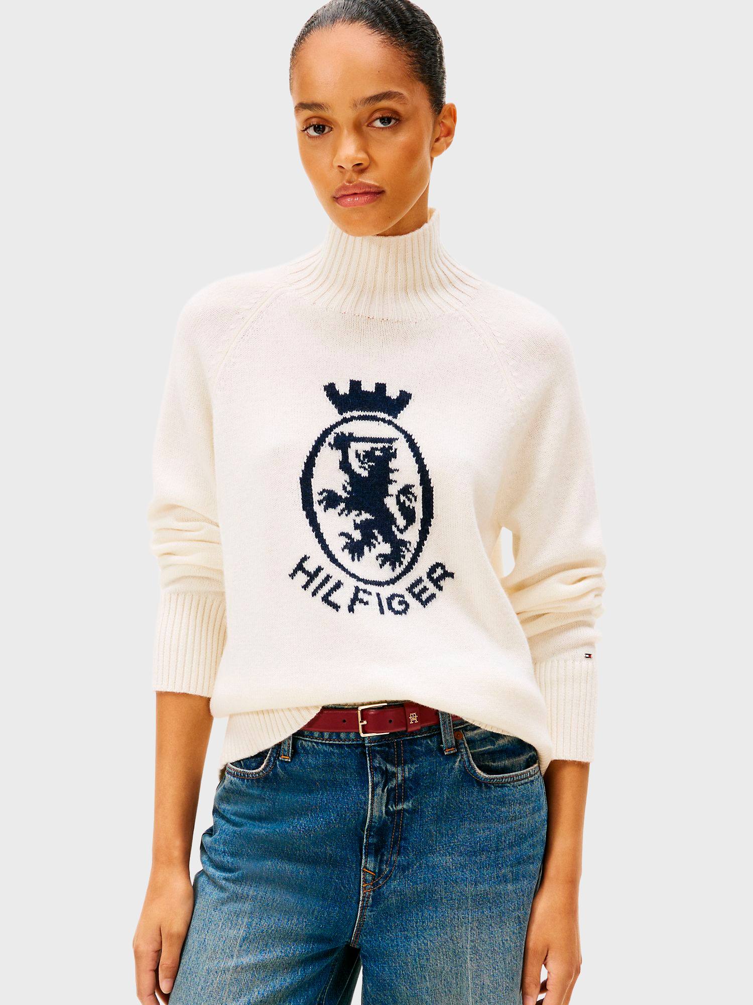 Свитер Tommy Hilfiger Intarsia Crest Logo Wool-Blend Ivory Petal