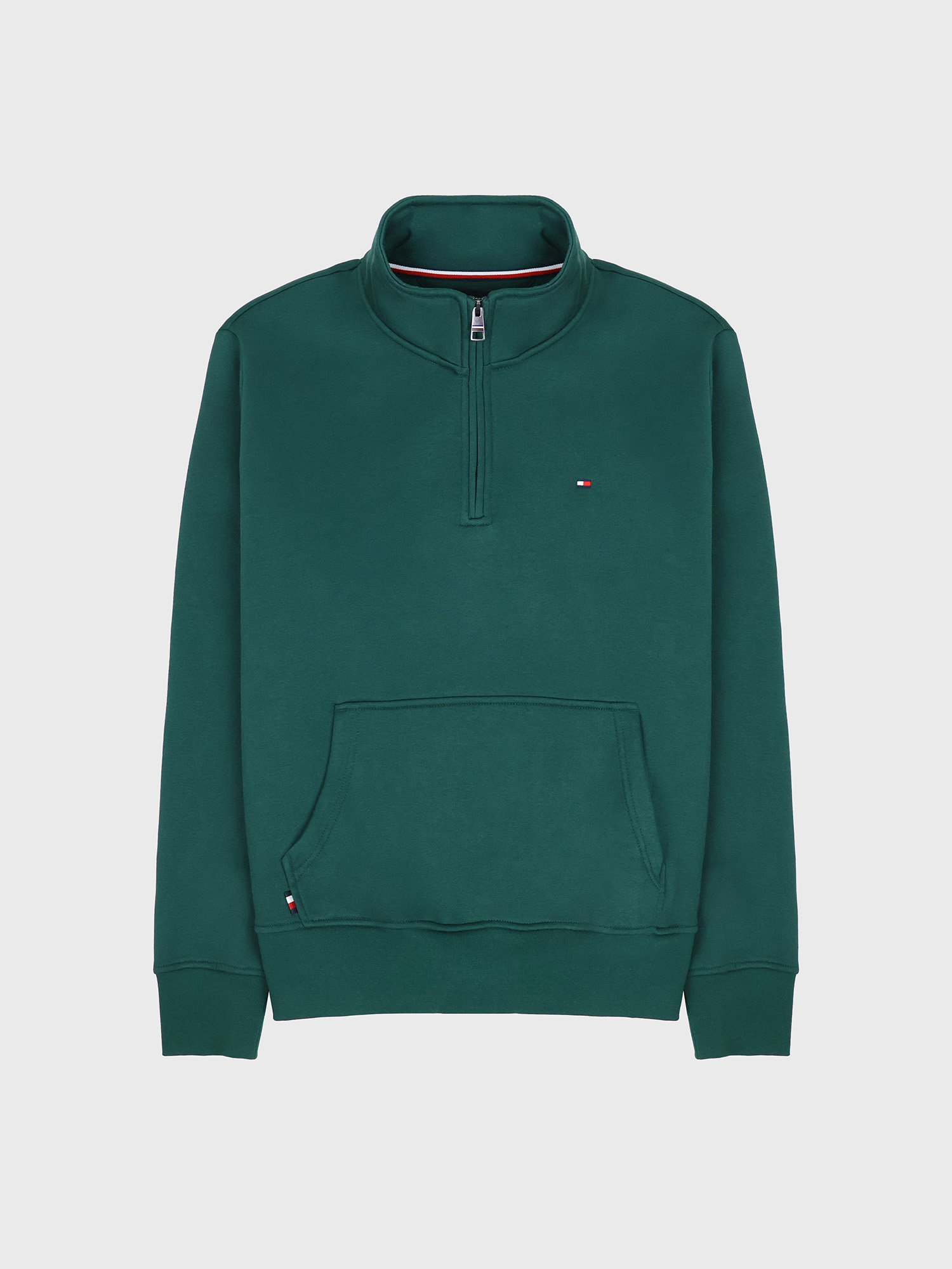 Свитшот на молнии Tommy Hilfiger Flag Logo Quater-Zip Ornamental Green