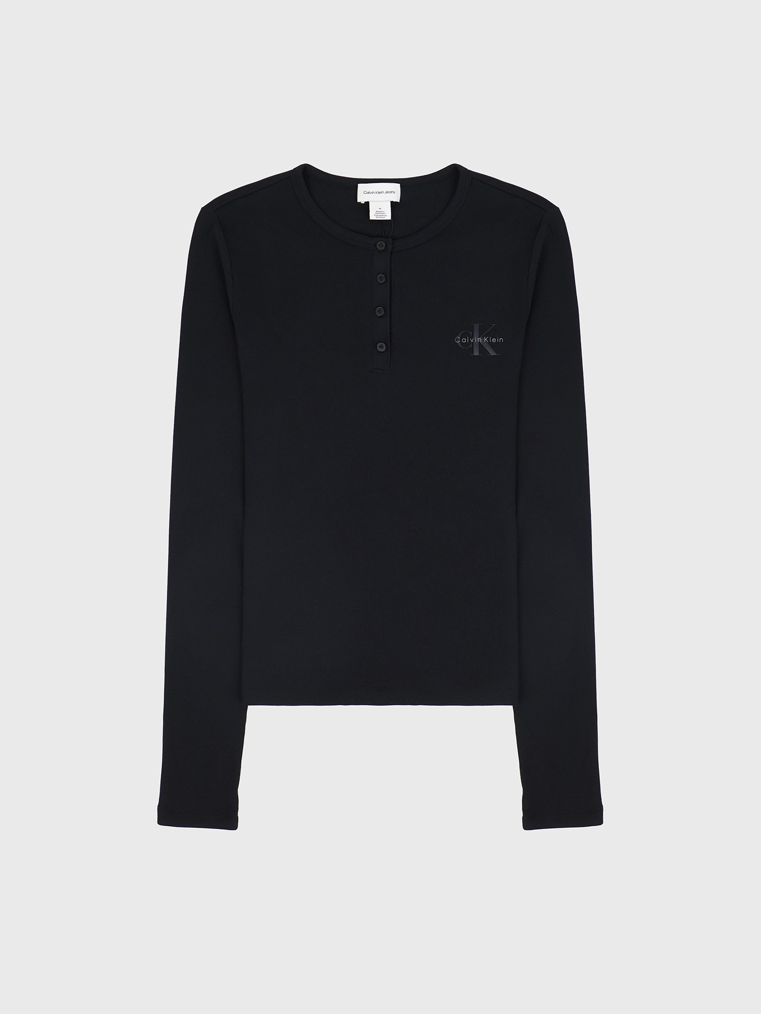 Лонгслив Calvin Klein Monologo Rib Henley Black