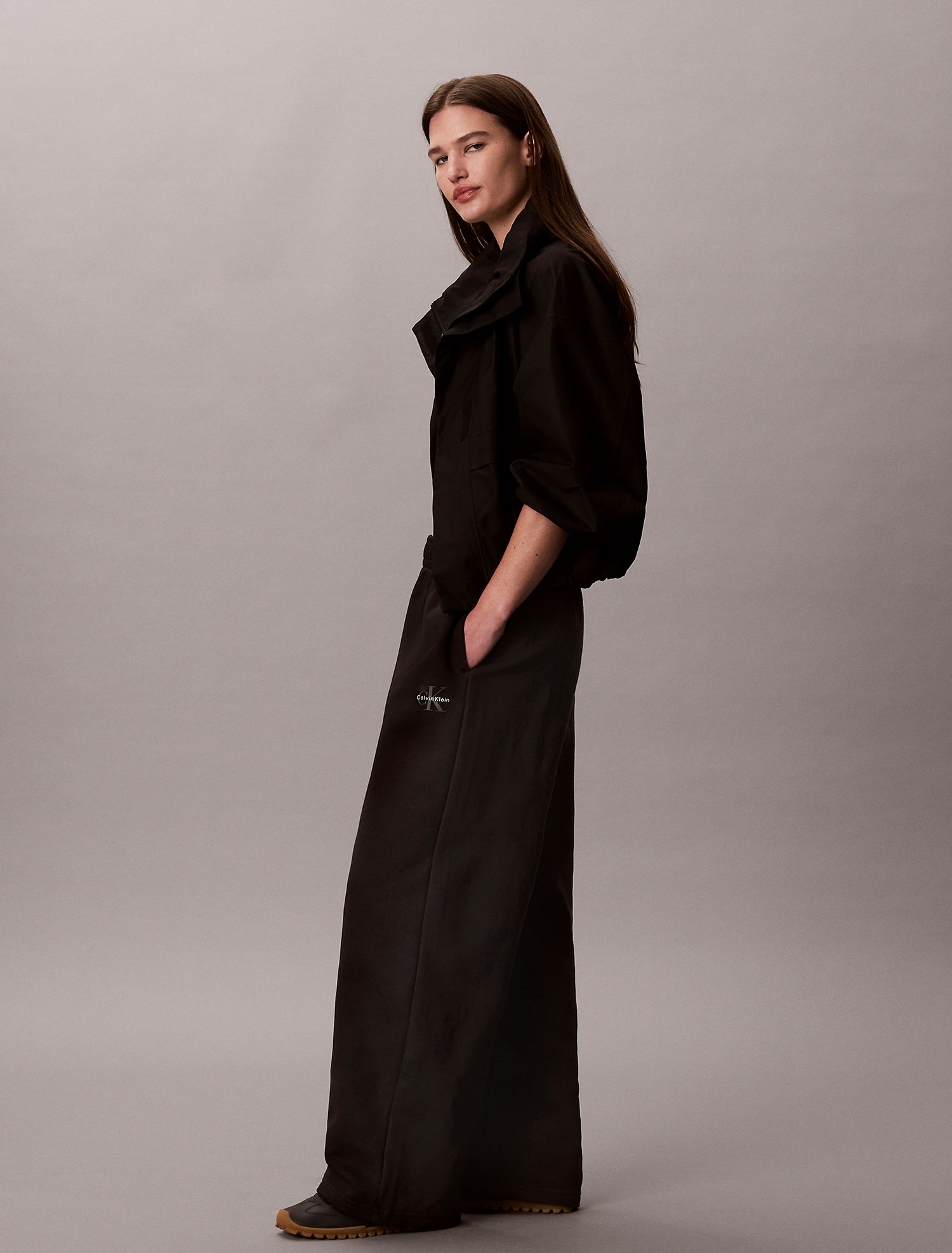 Брюки Calvin Klein Monologo Fleece Wide Leg Black