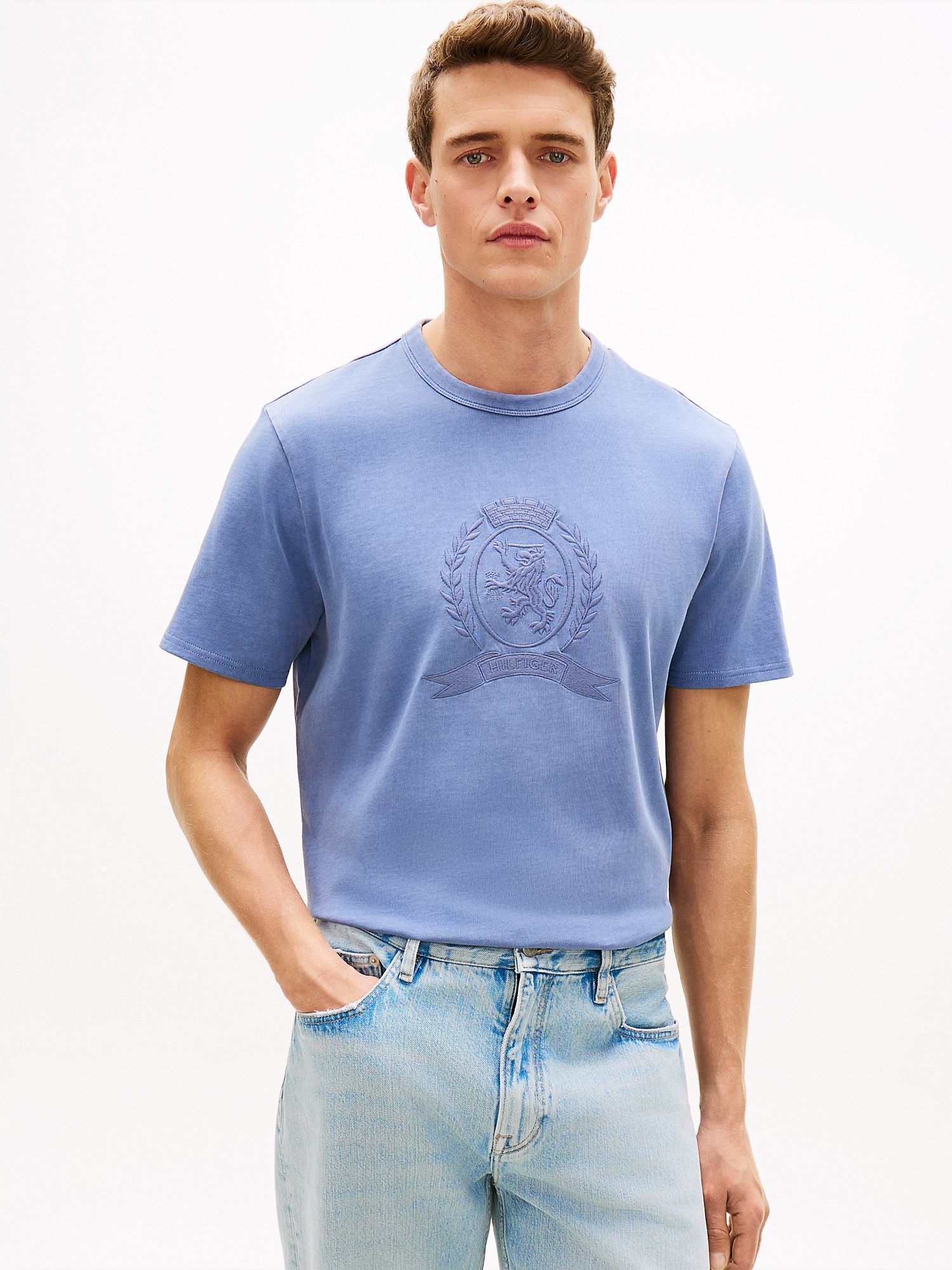 Футболка Tommy Hilfiger Laurel Leaf Logo Garment-Dyed Faded Indigo