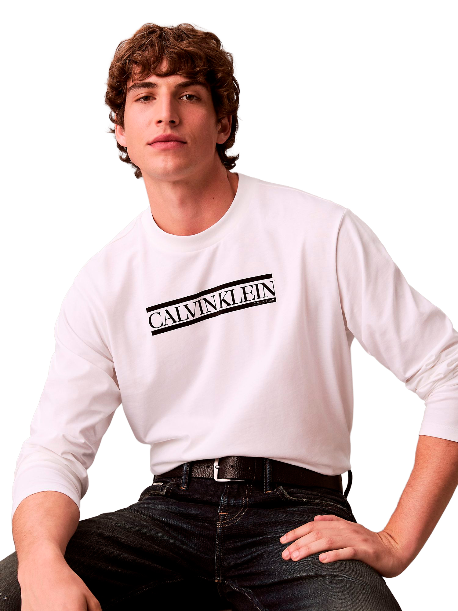 Лонгслив Calvin Klein Line Logo Graphic Relaxed Bright White