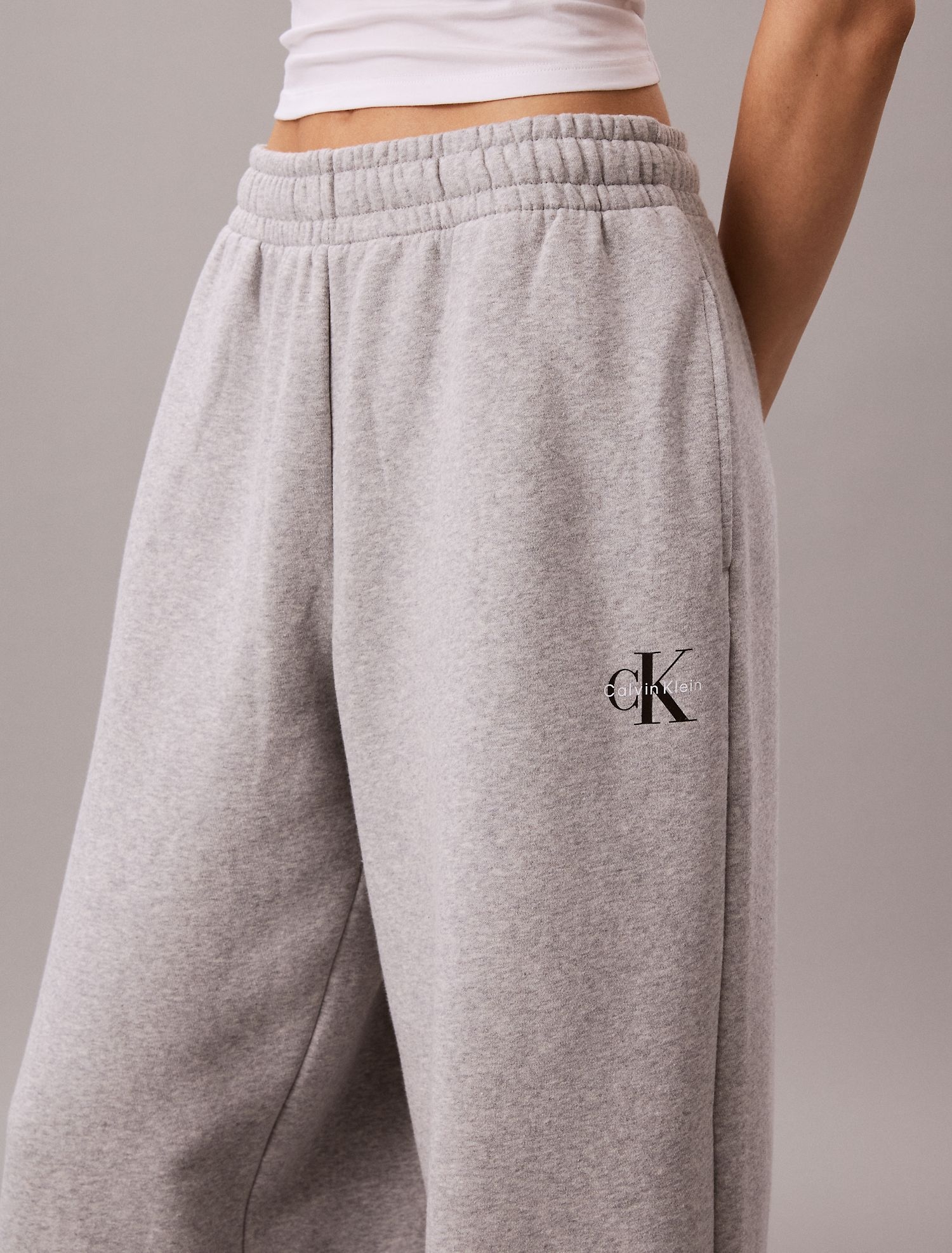 Брюки Calvin Klein Monologo Fleece Wide Leg Heroic Grey Heather