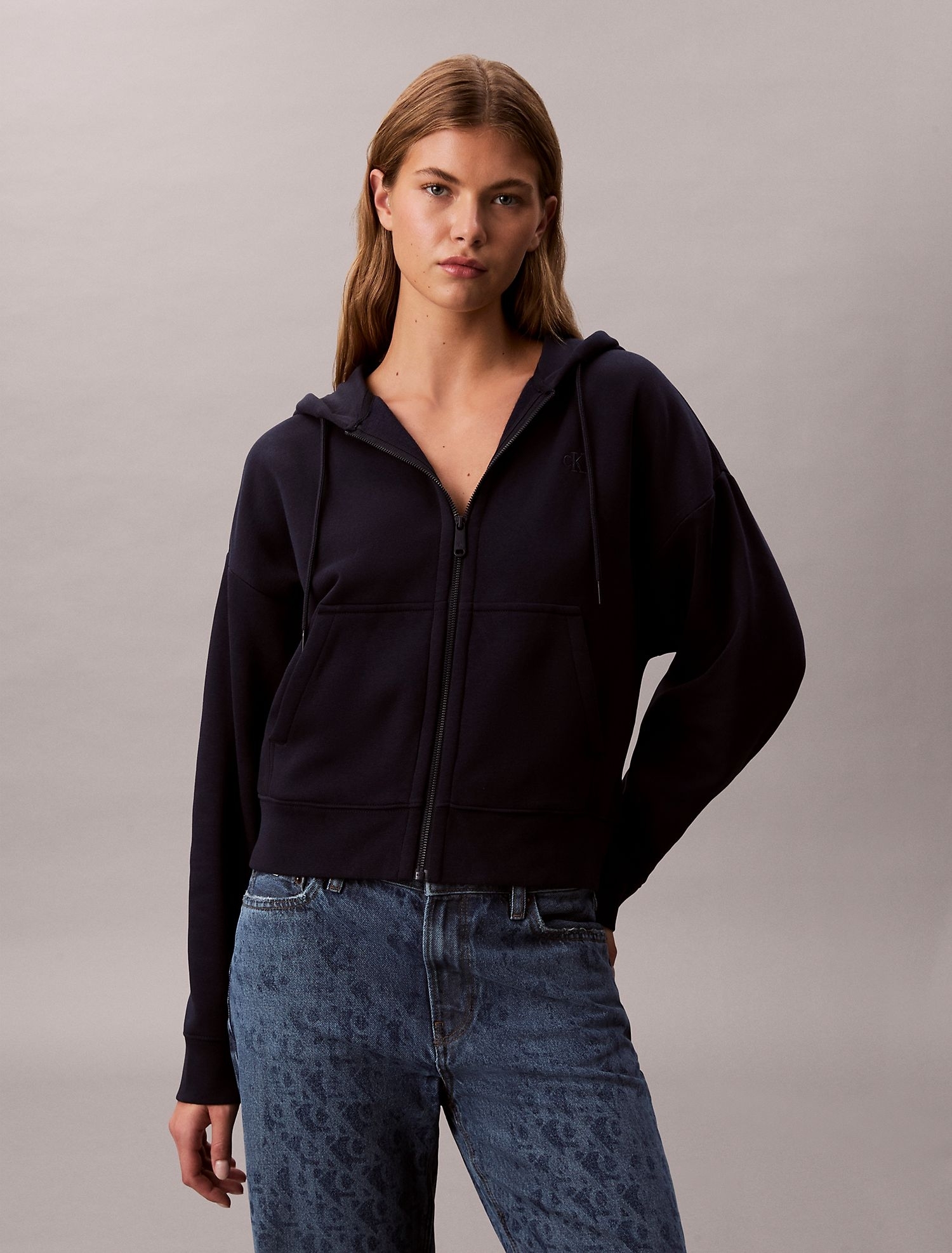 Худи на молнии Calvin Klein Archive Logo Fleece Zip Hoodie Dark Sapphire