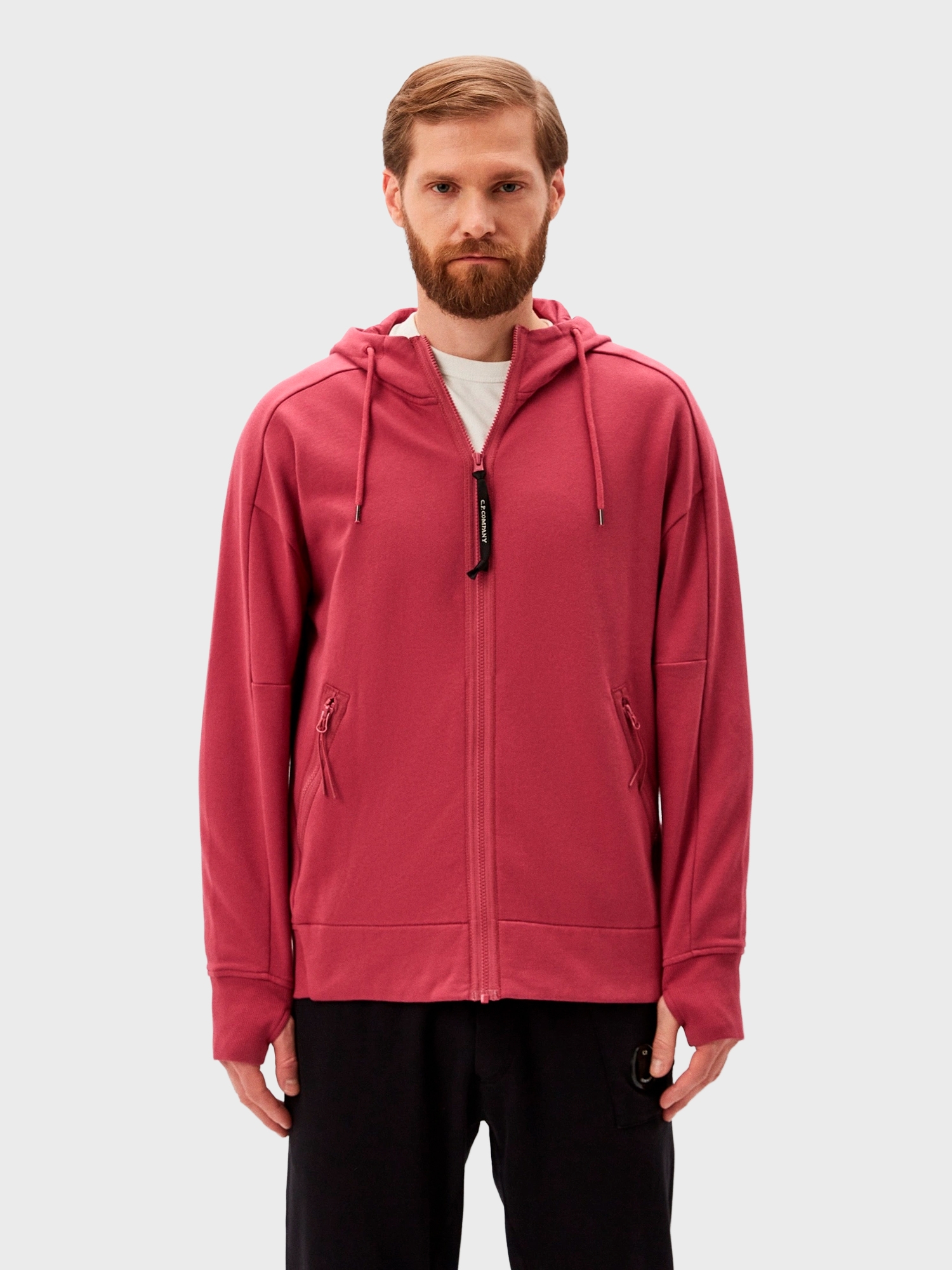 Худи на Молнии C.P. Company Diagonal Raised Goggle Zipped Bud Red