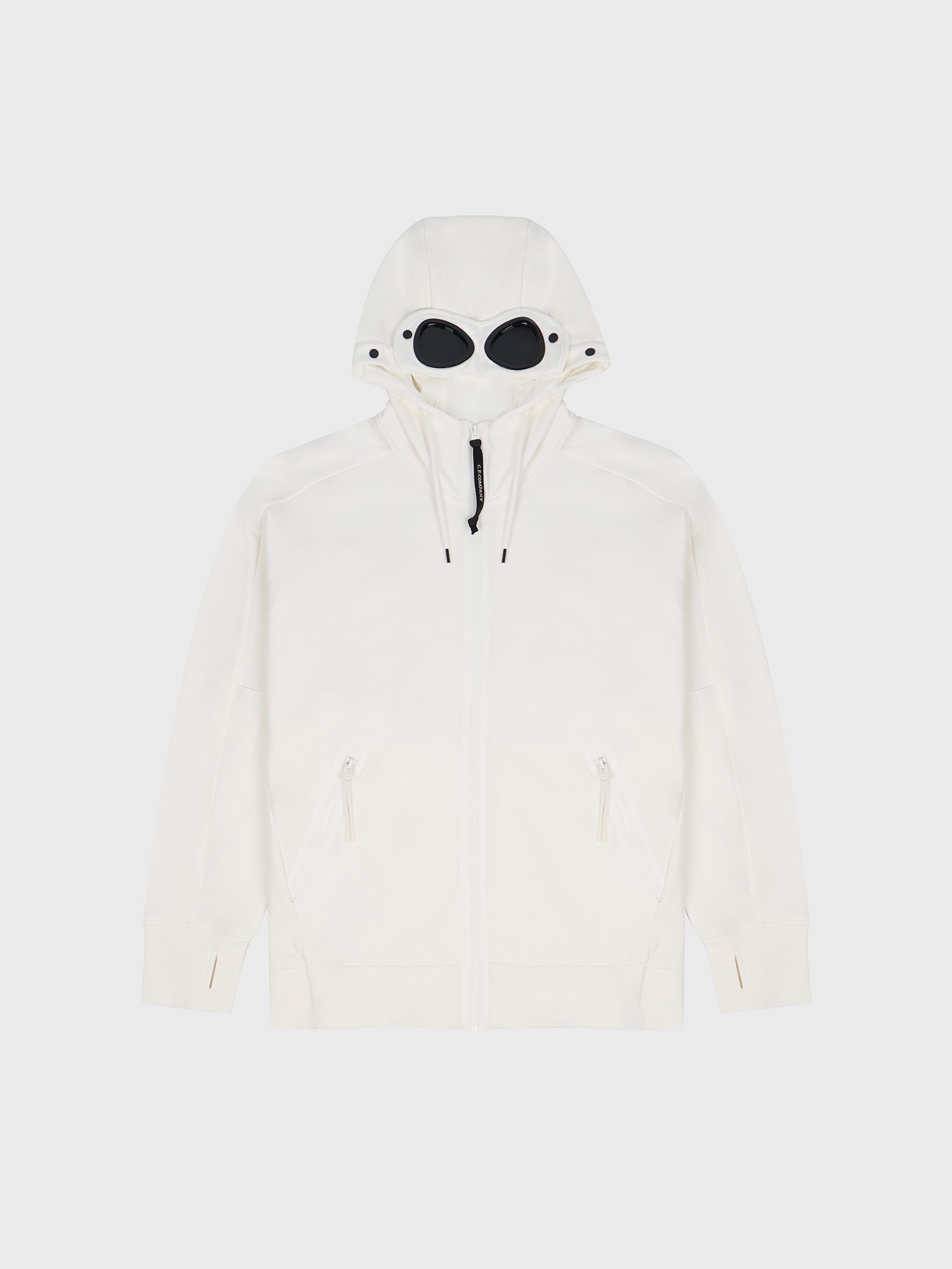 Худи на молнии C.P. Company Diagonal Raised Fleece Zipped Goggle Gauze White